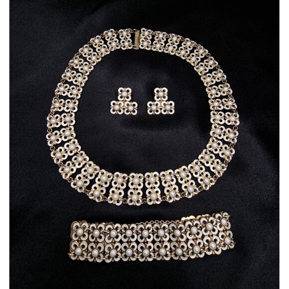 Vintage DAVID ANDERSEN 925 Norway Sterling Silver Enamel Necklace Bracelet & Ear - Picture 1 of 7